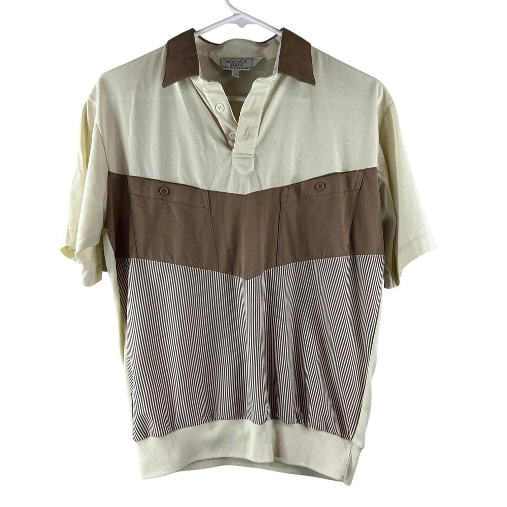 Vintage Sears Men's Polo Pullover‎ Brown & Cream Size M